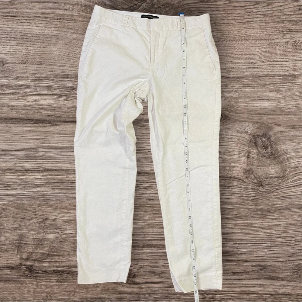 Banana Republic Avery Linen Cotton‎ Straight Leg Pants Cream Off White Size 4